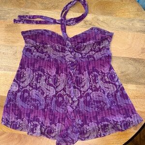 Y2K Express Purple Paisley Halter Top